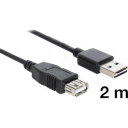 DELOCK 83371 - Cable USB 2.0, enchufe EASY a a conector hembra, 2 m