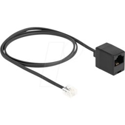 DELOCK 88092 - Cable telefónico RJ11 macho a RJ45 hembra negro 1 m