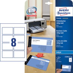 AVERY ZWECKFORM AVZ C32015-10 - Tarjetas de visita, bordes lisos, con recubrimiento, 80 unidades