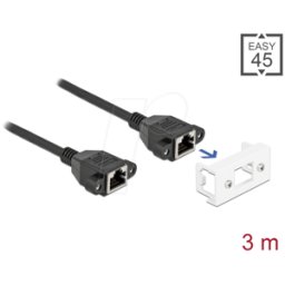 DELOCK 87136 - Cable alargador de red, Easy 45, S/FTP, Cat.6a, 3 m, negro
