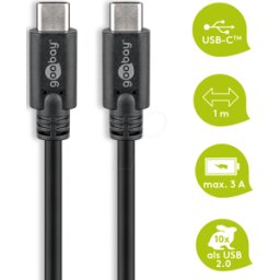 GOOBAY 67976 - Cable de datos y carga, conector macho C a conector macho USB 3.