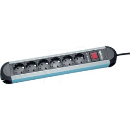 BACHMANN BACH 330.071 - Regleta, séxtuple, tipo F - CEE 7/3, negro-plata