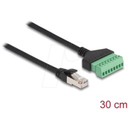 DELOCK 65975 - Cable RJ45 enchufe Cat.6 > bloque de terminales, 30 cm, 2 piezas