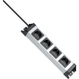 KOPP PVERSAL 4 - Regleta POWERversal, 4 tomas, 1,4 m, plateada/negra