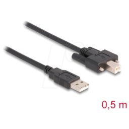 DELOCK 87197 - Cable USB 2.0 Tipo-A macho a Tipo-B macho con tornillos 0,5 m