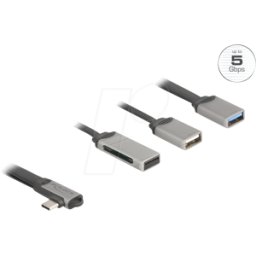 DELOCK 64303 - Concentrador USB de 2 puertos que incluye lector de tarjetas SD