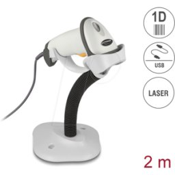 DELOCK 90565 - Escáner de código de barras USB 1D con soporte - Láser - gris cl