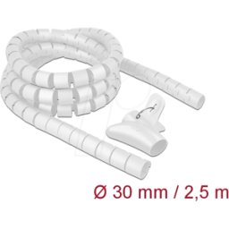 DELOCK 18842 - Manguera en espiral con herramienta de tiro 2,5 m x 30 mm blanco