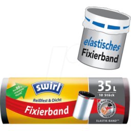 SWIRL 4629 - Bolsa de basura de Swirl, cinta de fijación 10 uds., 35 l