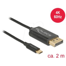 DELOCK 83710 - Cable USB tipo C > DisplayPort DP-Alt Modo 4K 60 Hz 2 m coaxial