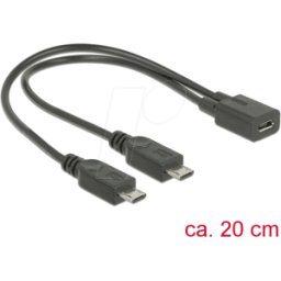 DELOCK 65440 - Conector hembra micro-B USB > 2 conectores micro-B USB