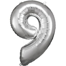 AMSC BALLON 9 SI - AMSCAN Foil Globo número 9 plata
