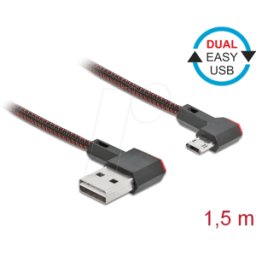 DELOCK 85272 - Cable doble Easy USB 2.0, a ud En micro B St,, galv., 1,5 m