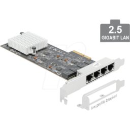 DELOCK 89192 - Tarjeta de red, PCI Express, 2,5 Gigabit Ethernet, 4 RJ45