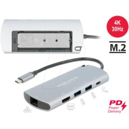 DELOCK 87767 - Replicador de puertos/base, USB tipo C, portátil