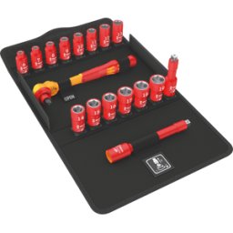 WERA 05004970001 - Juego de llaves de vaso, VDE, 3/8", 17 piezas, VDE Zyklop