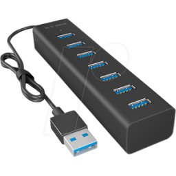 ICYBOX ICY IB-HUB1700U3 - USB 3,0 Tipo-A, Hub de 7 puertos USB Tipo-A..