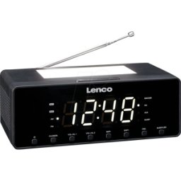 LENCO CR-540BK - Radio despertador FM, pantalla led con luz nocturna y función de