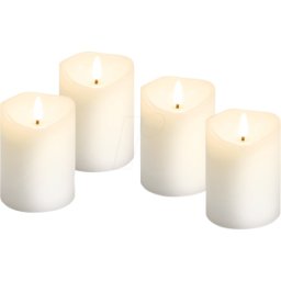 GOOBAY 77780 - Conjunto de velas de cera real LED DE 4, blanco, blanco c&aacute
