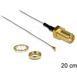 DELOCK 88812 - Cable de antena RF, conector hembra SMA > MHF® III, 20 cm