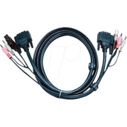 ATEN 2L-7D02UD - Cable KVM DVI-D (enlace dual), USB, audio, negro, 1,8 m