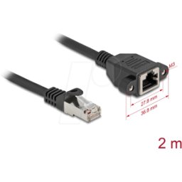 DELOCK 90776 - Cable de extensión de red, S/FTP, CAT.6a, 2 m, negro