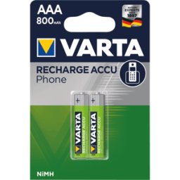 VARTA PHONE-AAA - Batería NiMH, AAA (Micro), 800 mAh, paquete de 2