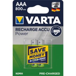 VARTA VAR R2U 2X800 - Batería NiMH, AAA (Micro), 800 mAh, paquete de 2