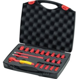 WIHA 43025 - Juego de llave de trinquete aislado 1/4", 21 piezas