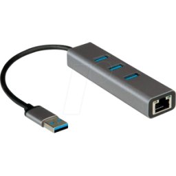ROLINE 12021112 - Tarjeta de red, USB 3,2 Gen 1, Gigabit Ethernet, 1x RJ45, 3x USB