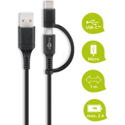 GOOBAY 71892 - Cable de carga y sincronización, USB-a -> micro B y adapt