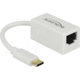 DELOCK 65906 - Adaptador USB 3.0 tipo-C™>1 LAN RJ45 compacto blanco