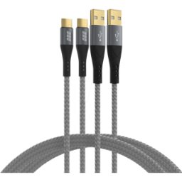 EFB-ELEKTRONIK EFB USB-AC-00007 - Cable USB 2,0 fijado macho a macho C, 60W, gris, 2 m + 2 m.