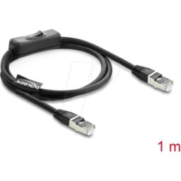 DELOCK 81562 - Cable RJ45 macho a macho con switch Cat.6 F/UTP, 1 m - negro