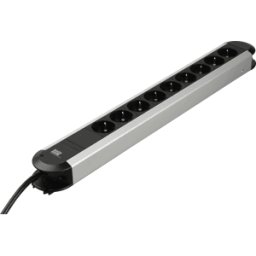 BACHMANN BACH 331.011 - Regleta de enchufes, 9 aumentos, tipo F - CEE 7/3, negro-plata
