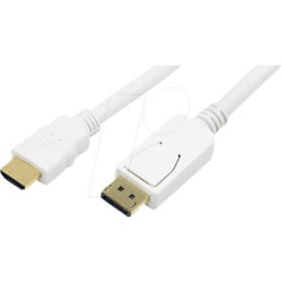 LOGILINK CV0055 - Cable DisplayPort, DP/M a HDMI-A/M, 1080p, blanco, 2 m