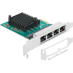 DELOCK 89025 - Tarjeta de red, PCI Express, Gigabit Ethernet, 4 RJ45