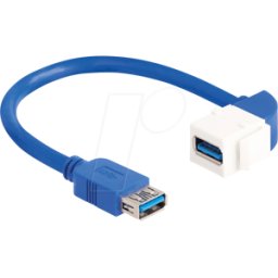 DELOCK 86964 - Módulo Keystone, toma USB tipo A / toma 90°, 20 cm, azul