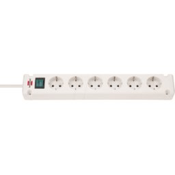 BRENNENSTUHL BRE 1150650326 - Regleta Bremounta, 6 tomas, 3 m, blanco, con interruptor