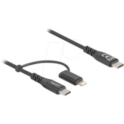 DELOCK 81171 - Cable de carga, USB-C -> 1x Lightning y USB-C, 2 m