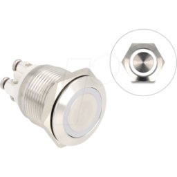DELOCK 20977 - Pulsador de acero inoxidable, iluminado, LED - anillo, blanco, I