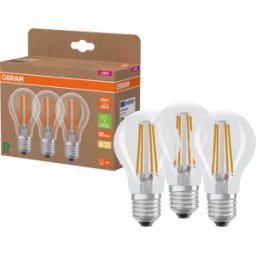 LEDVANCE GMBH OSR 854338601 - Lámpara LED E27, 3,8 W, 806 lm, 2700 K, paquete de 3