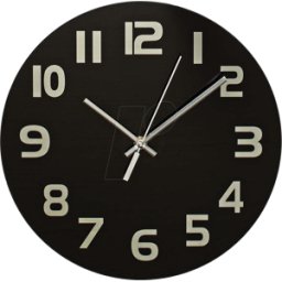 NEDIS N CLWA006GL30BK - Reloj de pared, diámetro: 300 mm, vidrio, negro