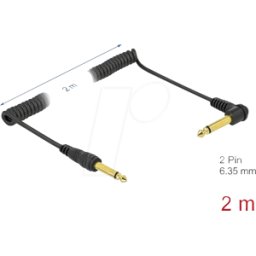 DELOCK 85939 - Cable espiral 6,35 mm 2 patillas conector jack est > BU., 2 m