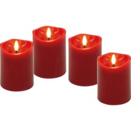 GOOBAY 77749 - Conjunto de velas de cera real LED DE 4, rojo, blanco cál