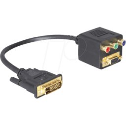 DELOCK AD DVI 210 - Adaptador DVI, conector DVI-I a VGA y 3 RCA