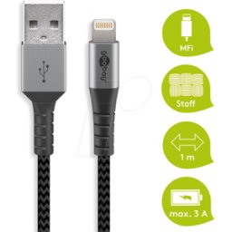 GOOBAY 49268 - Cable de carga y sincronización, USB-A > Lightning, 1,0 m