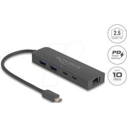 DELOCK 64110 - Replicador de puertos/estación base, USB tipo C