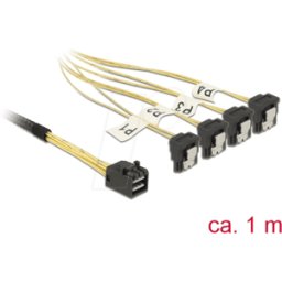 DELOCK 85685 - Cable Mini SAS HD SFF-8643 > 4 x SATA 7 patillas acodados 1 m