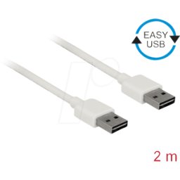 DELOCK 85194 - Cable USB 2.0, enchufe EASY a a a macho, 2 m, blanco